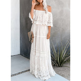 Flower Child Off The Shoulder Lace Maxi Dress Ins Street